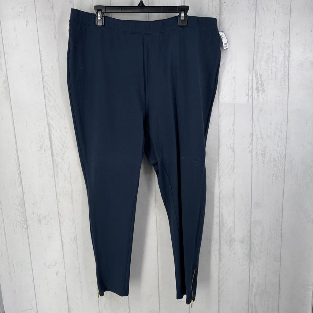 2X pull-on zipper ankle pant