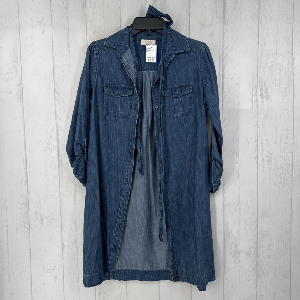 4 denim button down l/s dress