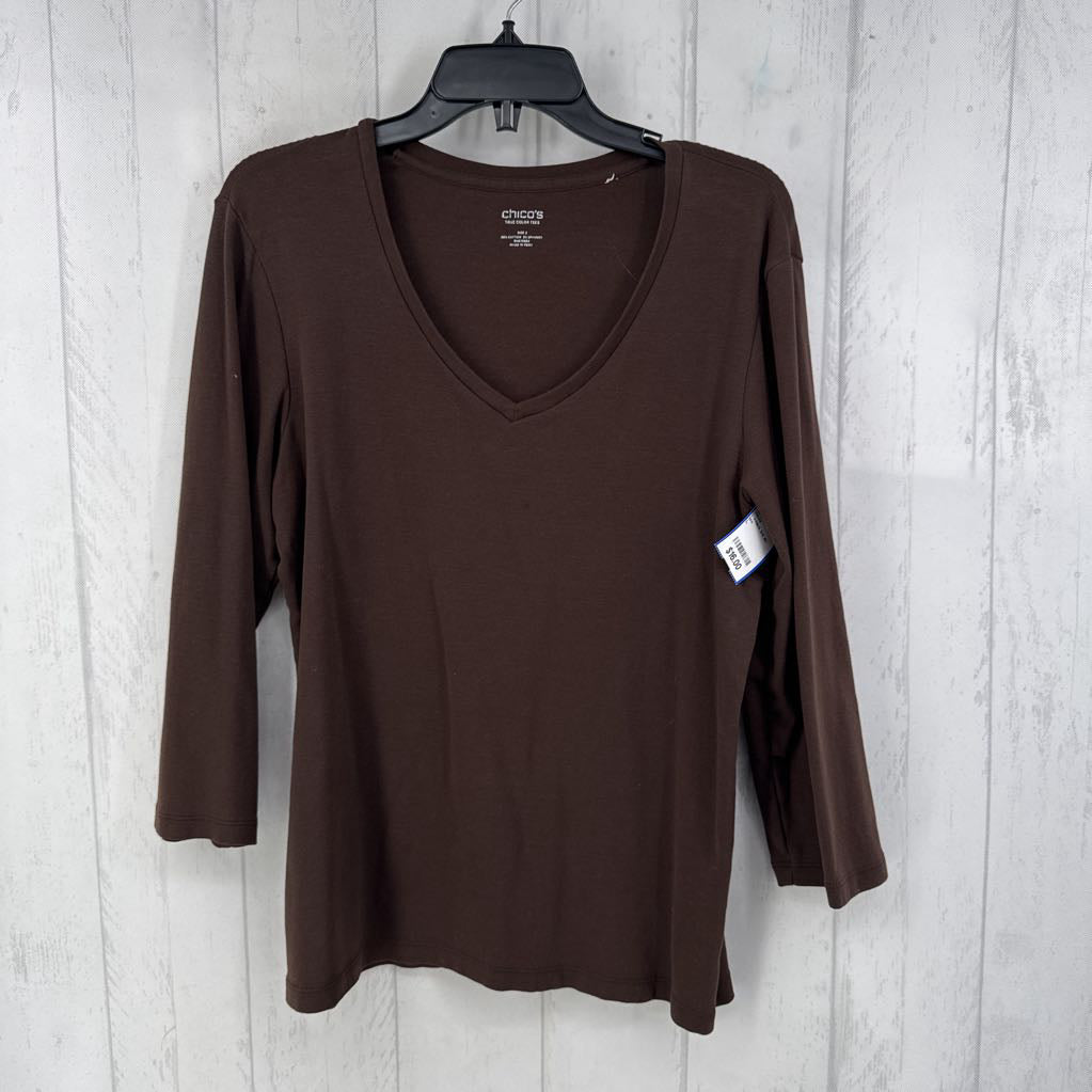 L v-neck 3/4 slv tee