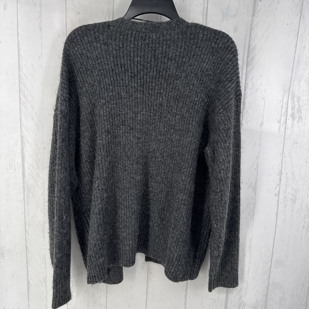 L rib knit open front cardi