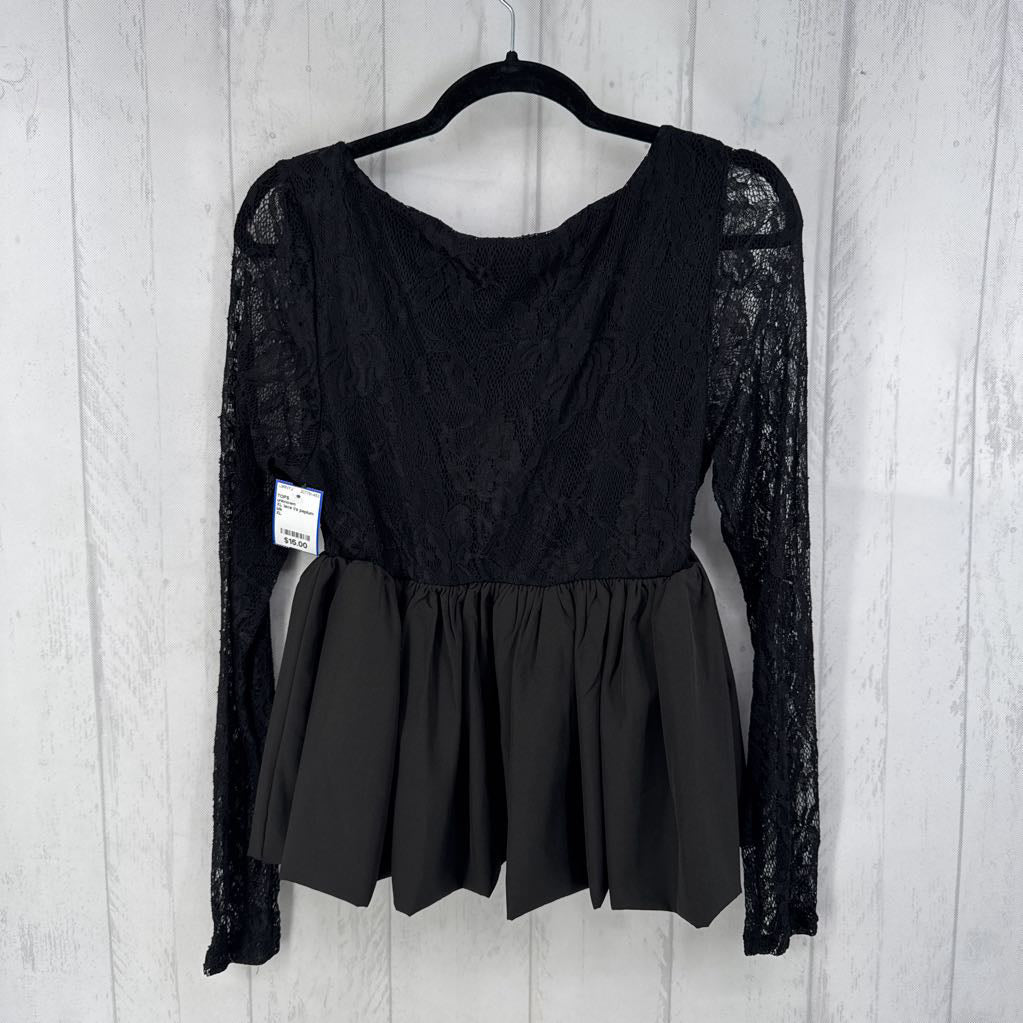 XL lace l/s peplum top