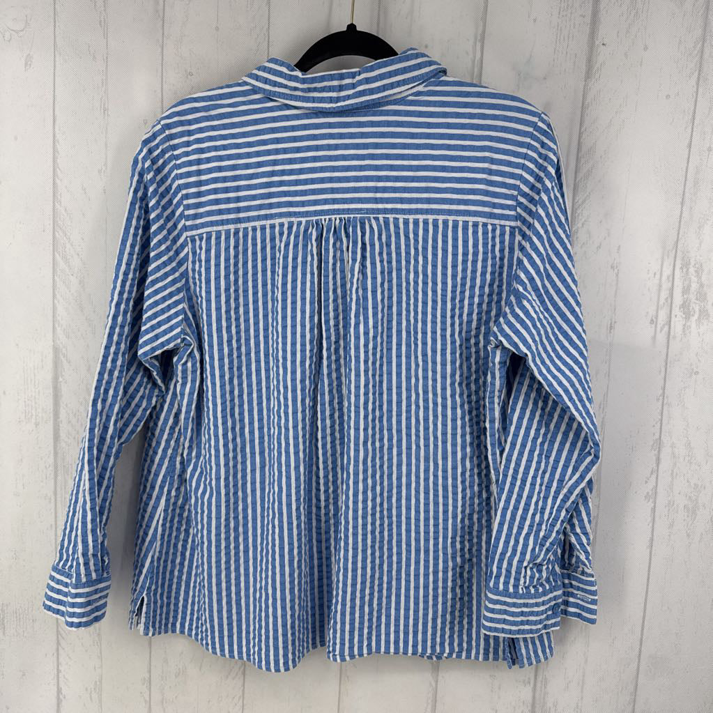 1X striped 1/2 button down l/s top
