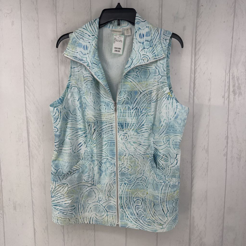 XL flower print zip vest