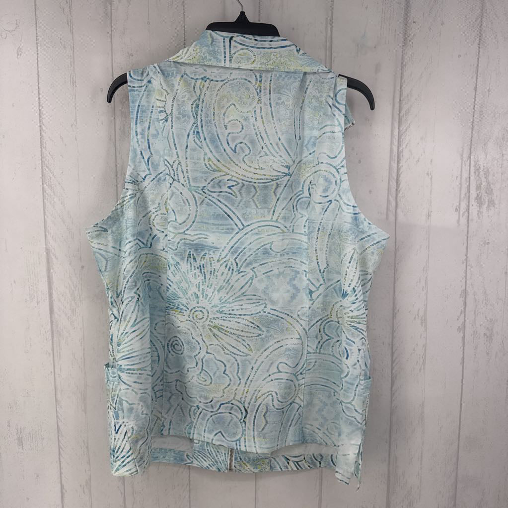 XL flower print zip vest