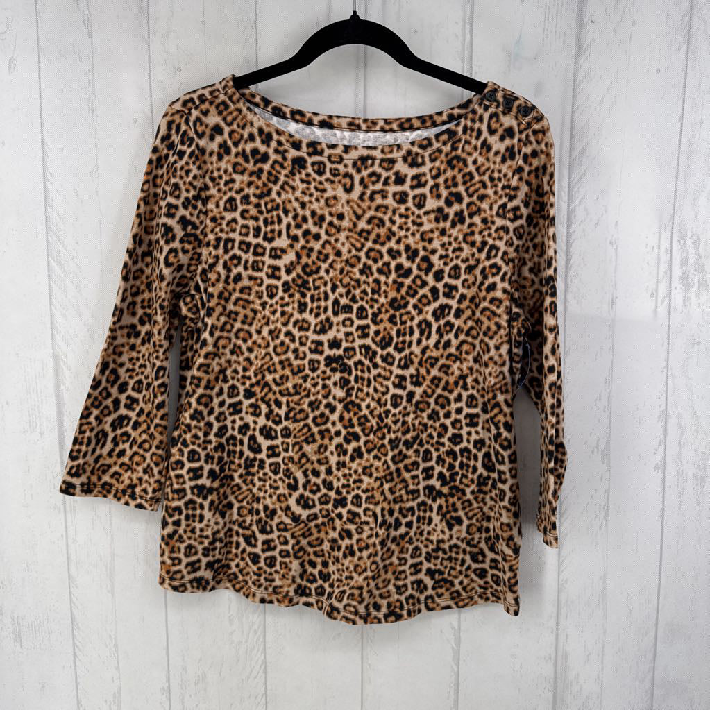 L animal print 3/4 slv top