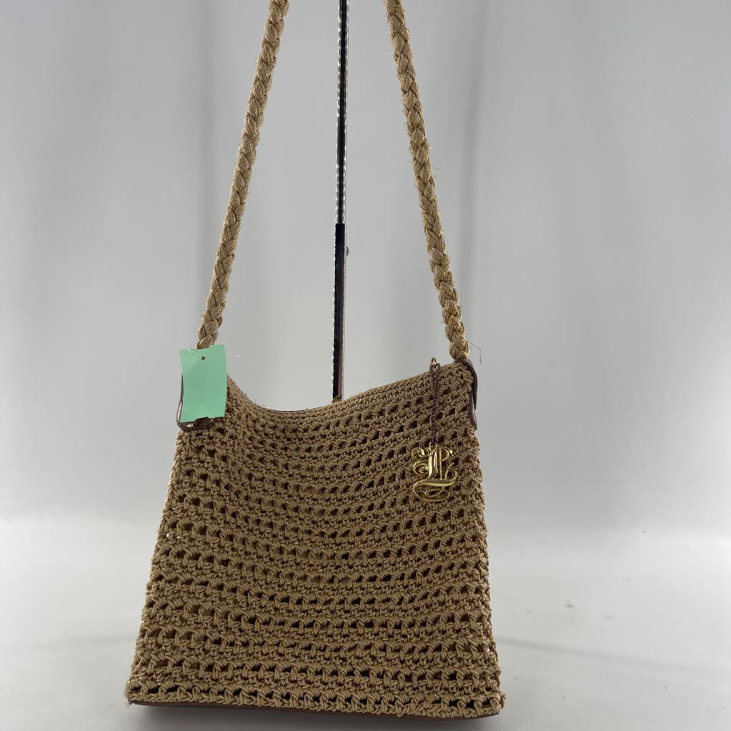 crochet braided strap shoulder bag