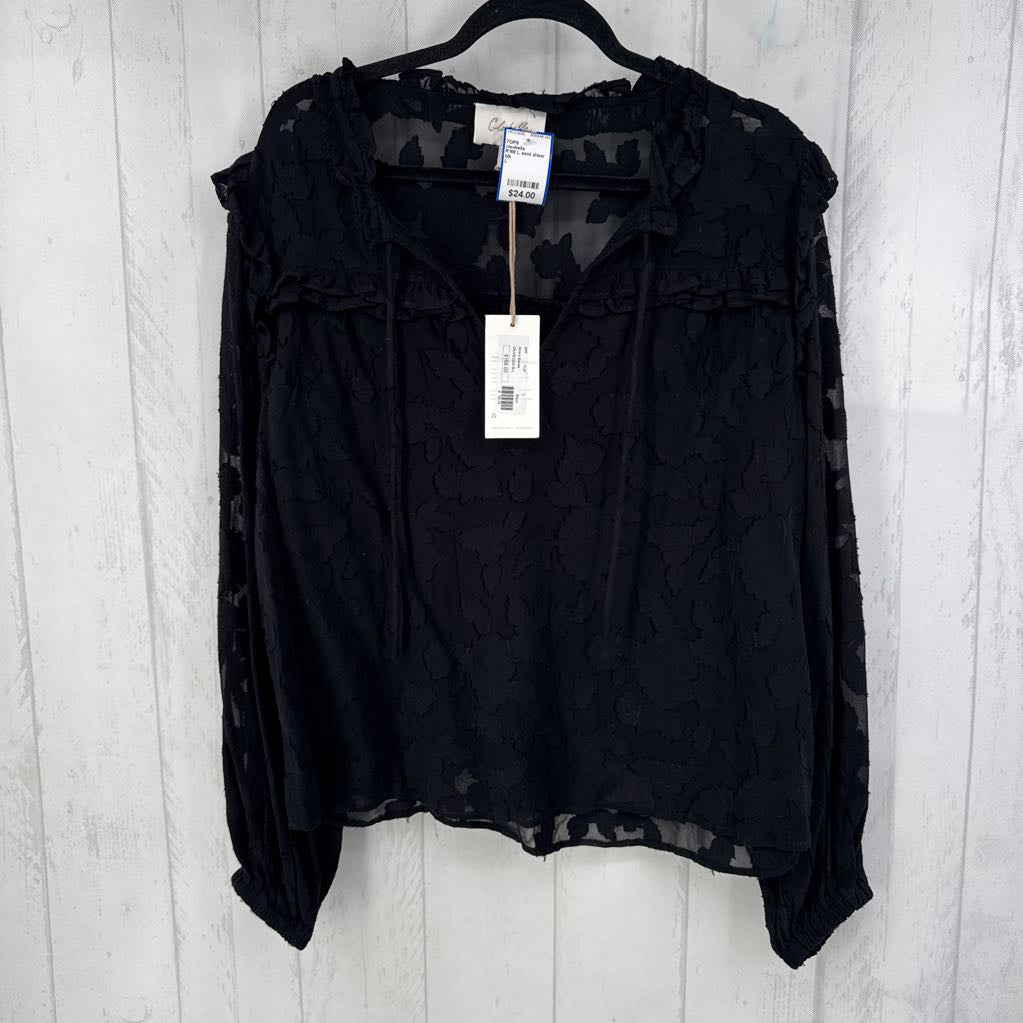 R168 L semi sheer floral l/s top