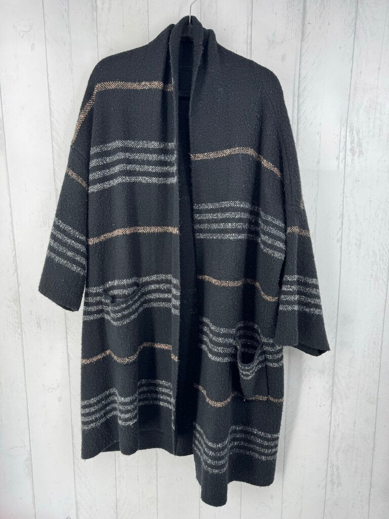 XL striped open front cardi