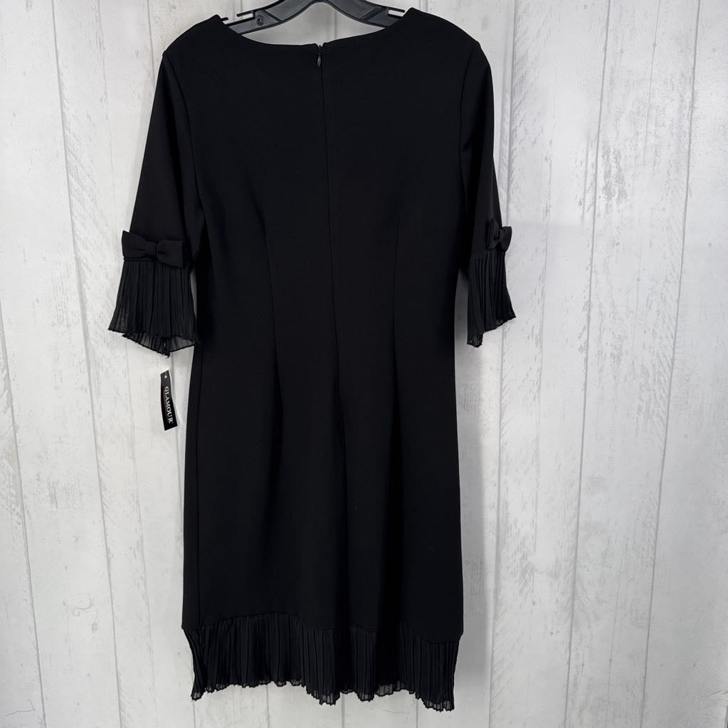 6 pleated ruffle hem elbow slv dress