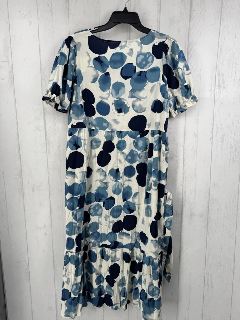M s/s square neck circle print maxi dress