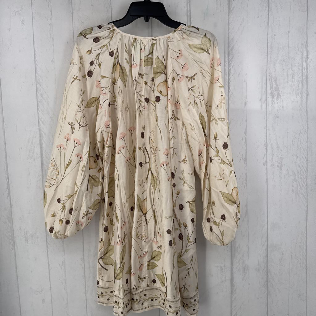 M l/s leaf print button down dress