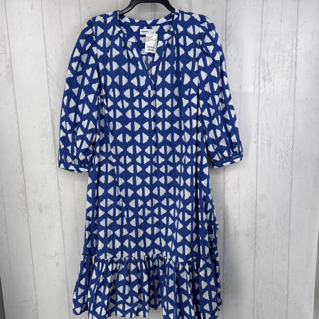 M elbow slv print v-neck maxi dress