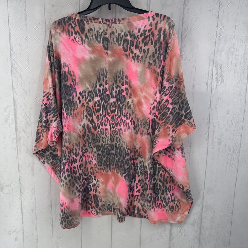 L s/s animal print oversized top