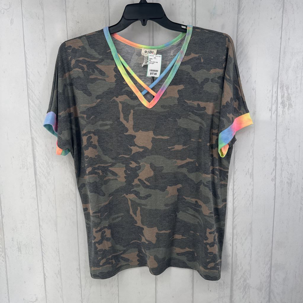 L s/s camo top