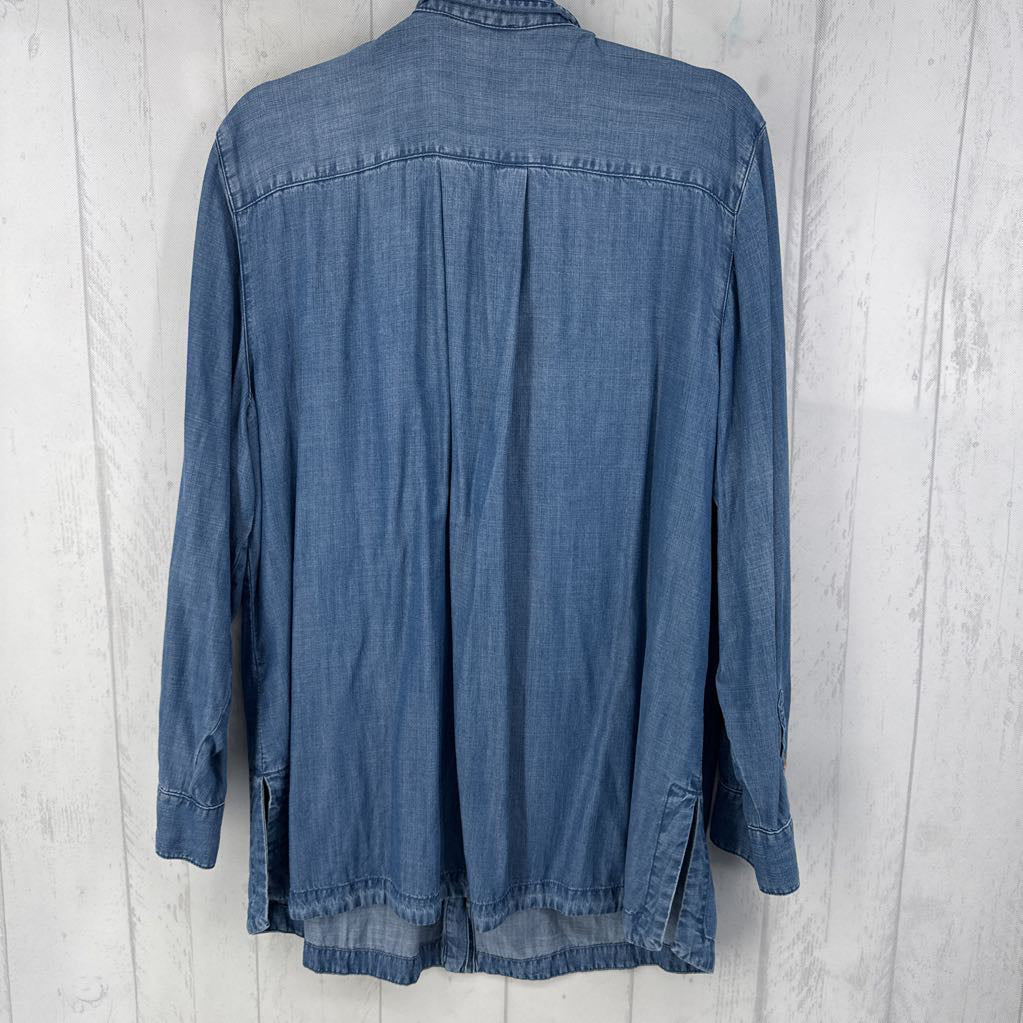 1X denim button down l/s top