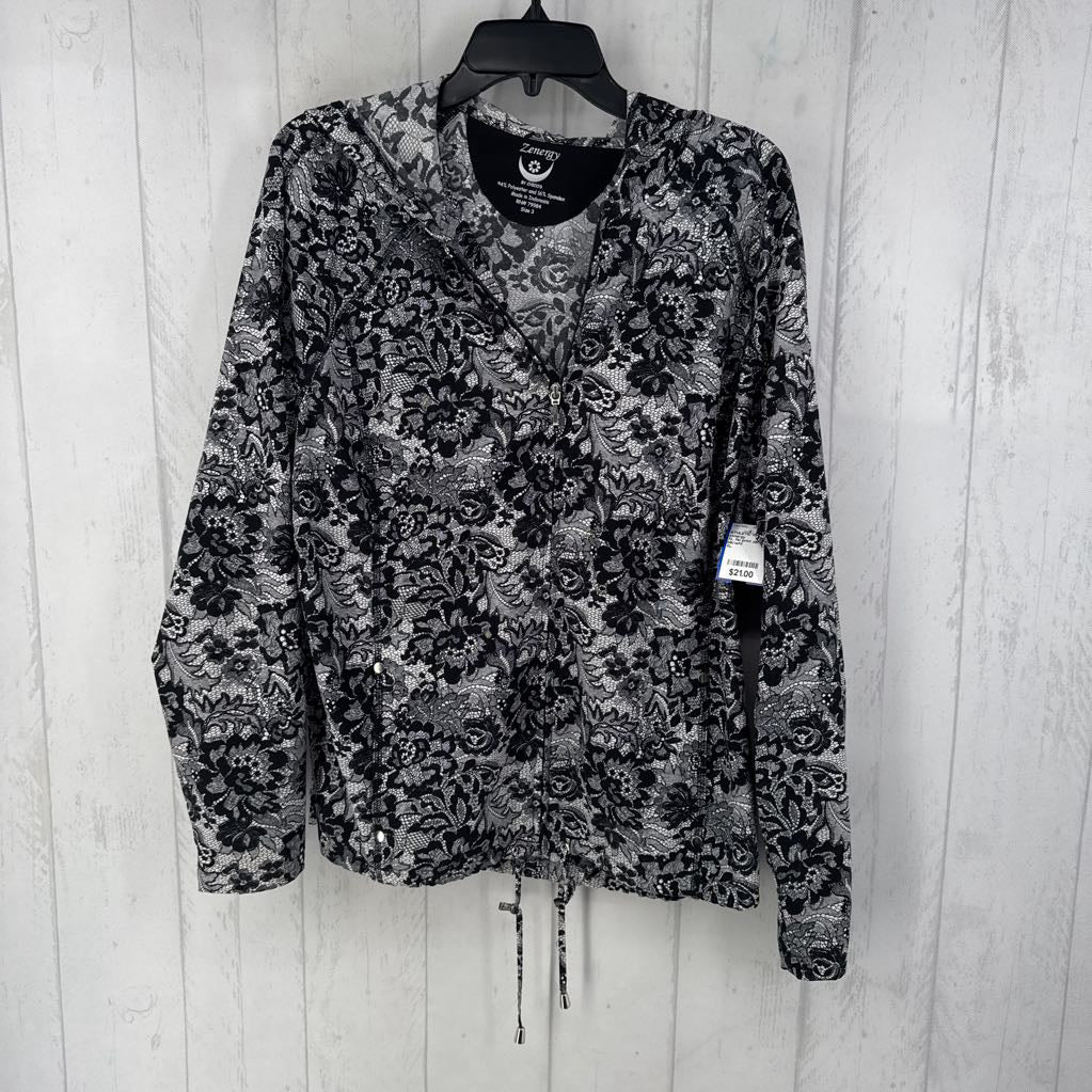 XL flo print zip-up jacket