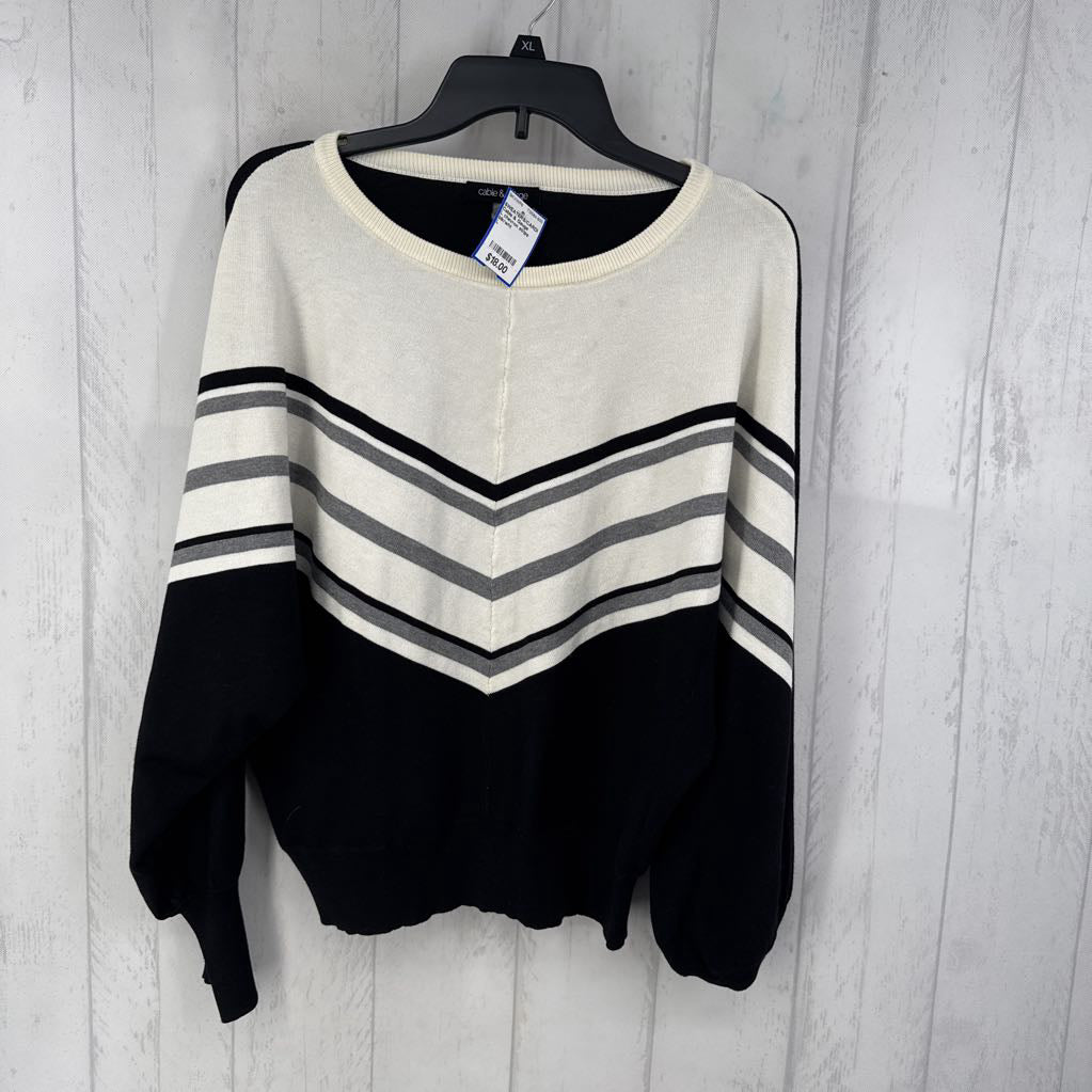 L chevron stripe dolman slv sweater