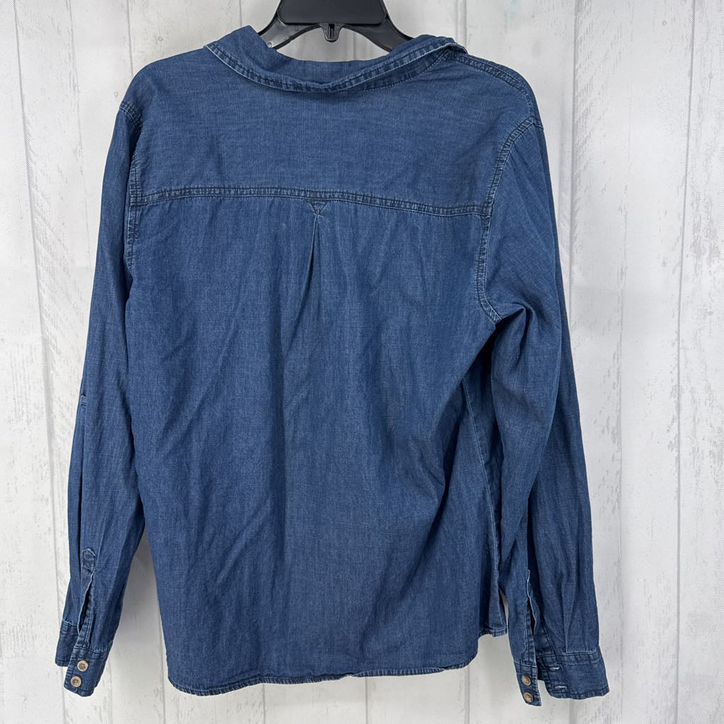 L denim button down l/s top
