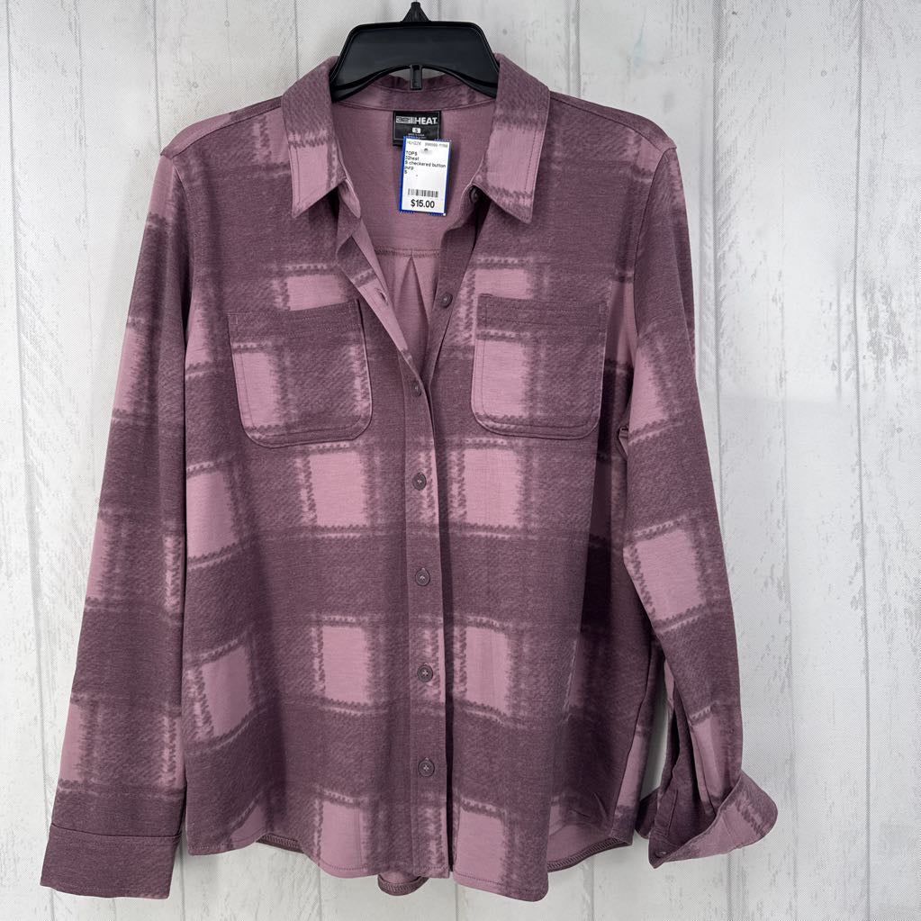 S checkered button down l/s top