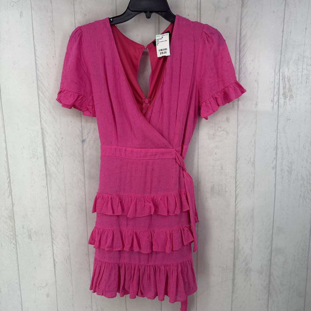 M s/s tiered ruffle textured dress