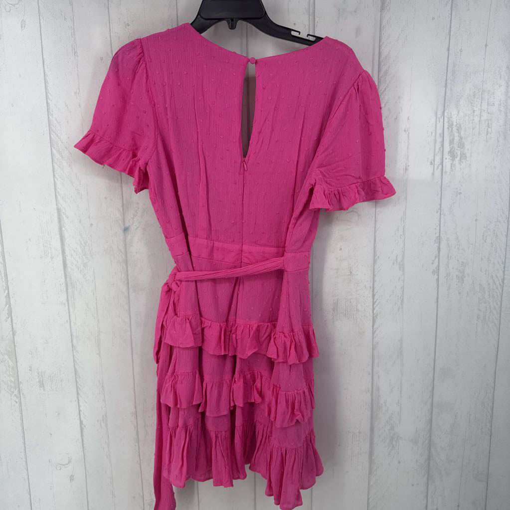 M s/s tiered ruffle textured dress