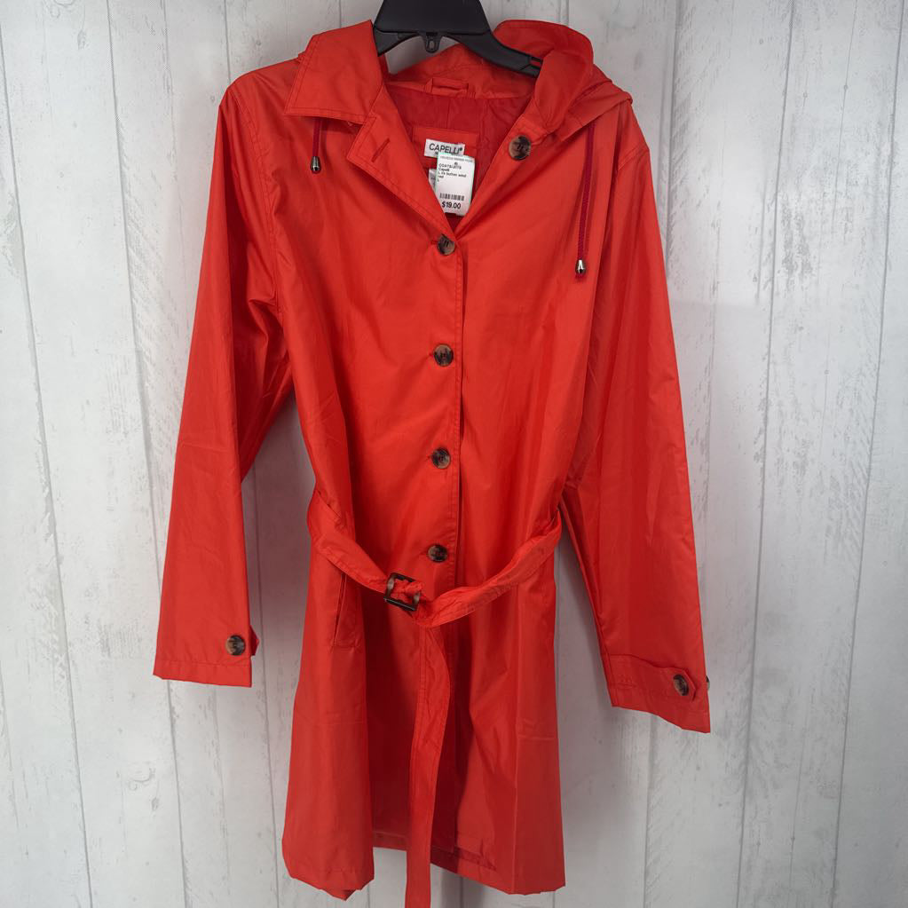 L l/s button wind breaker/rain coat w/ belt