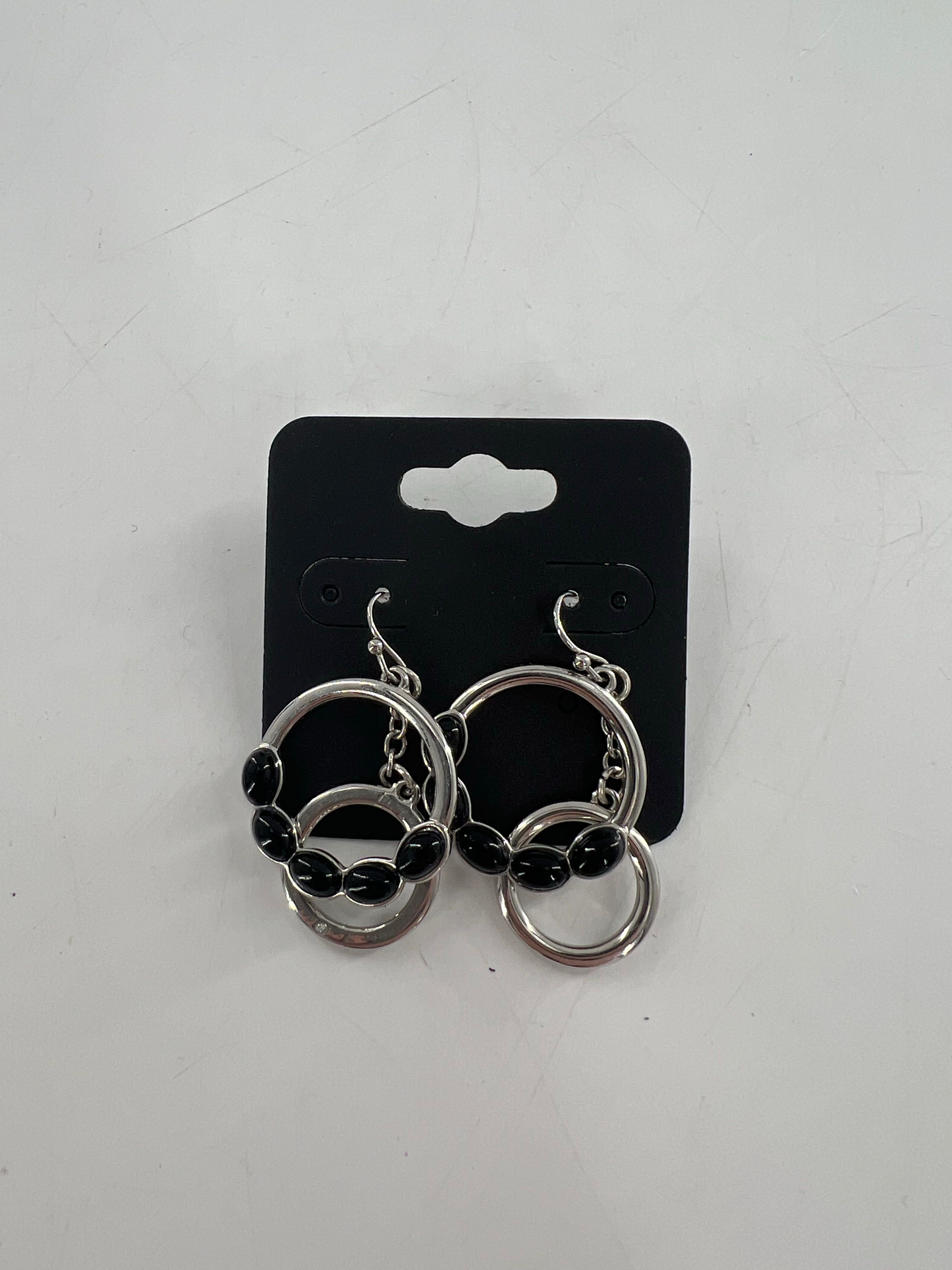 silver & black circles earrings