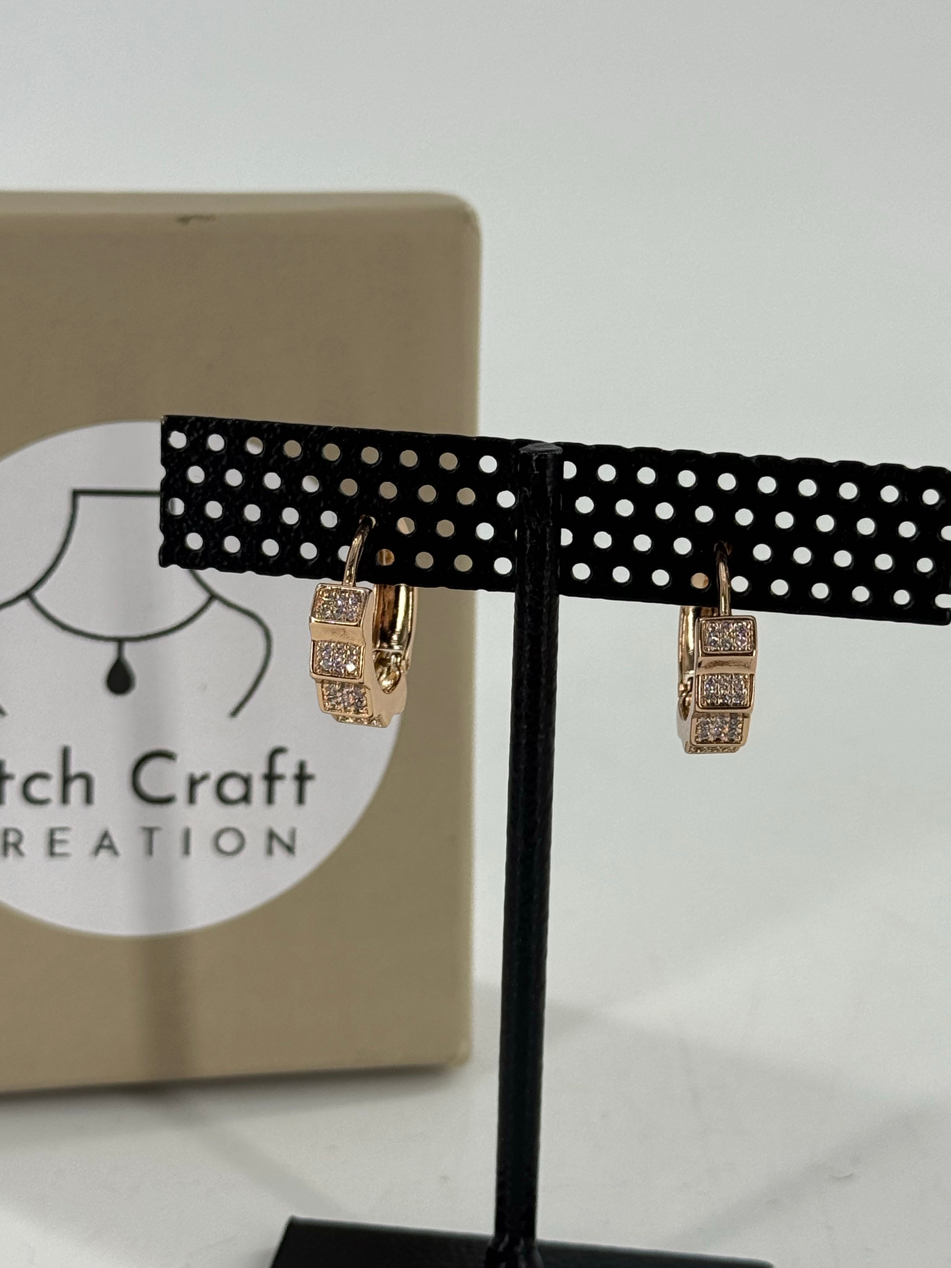 gold tone cz hoop earrings