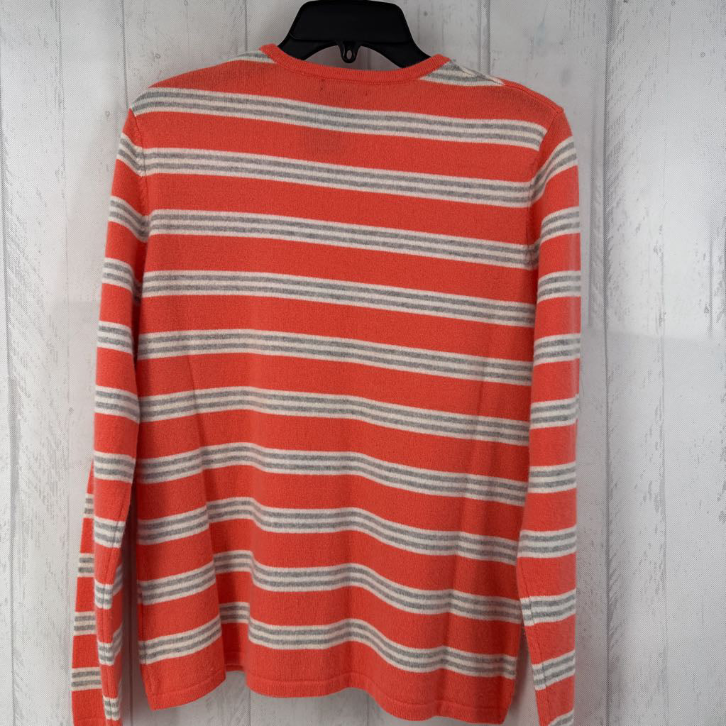 L striped cashmere crewneck sweater