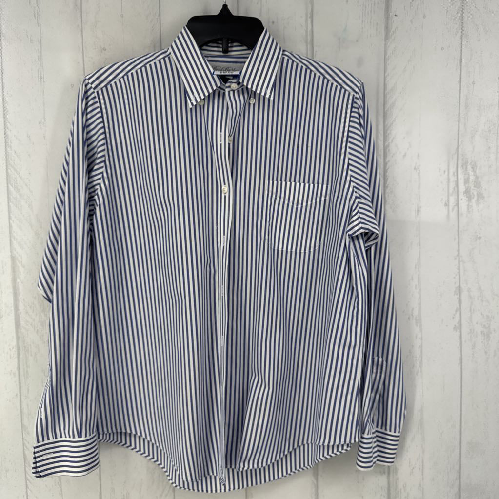 14 striped button down l/s top