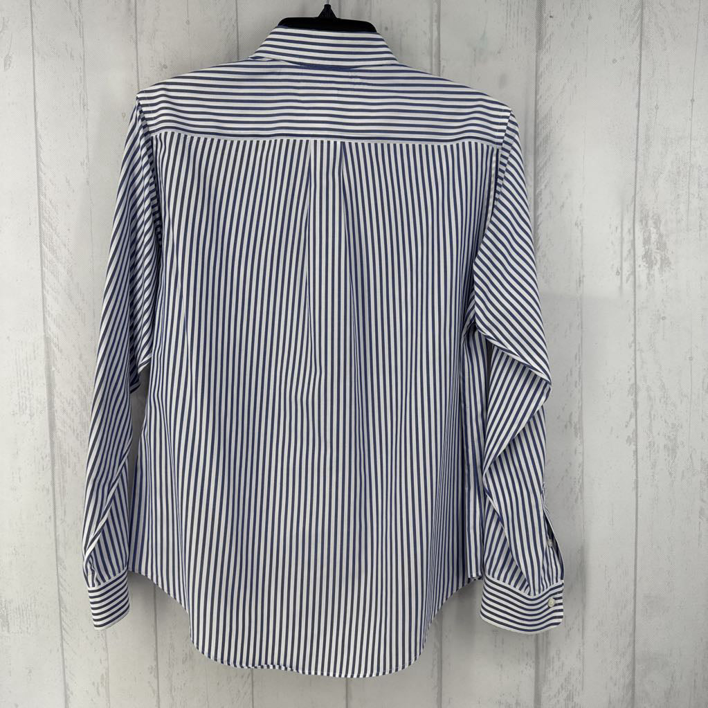 14 striped button down l/s top