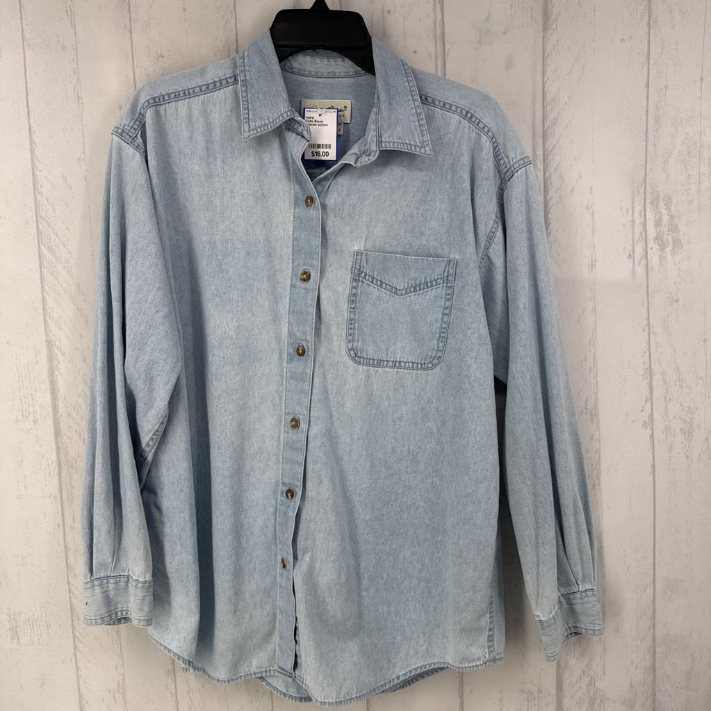 L denim button down l/s top