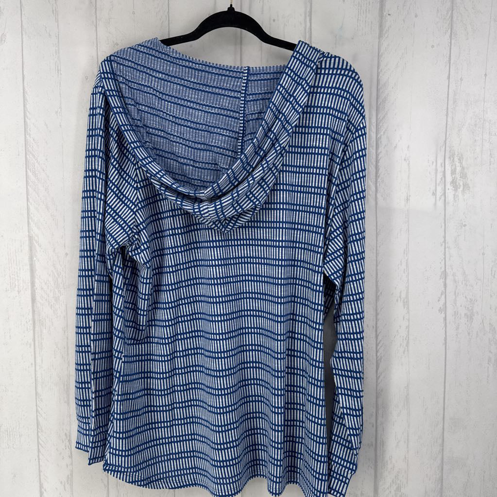 1X printed l/s hooded pullover