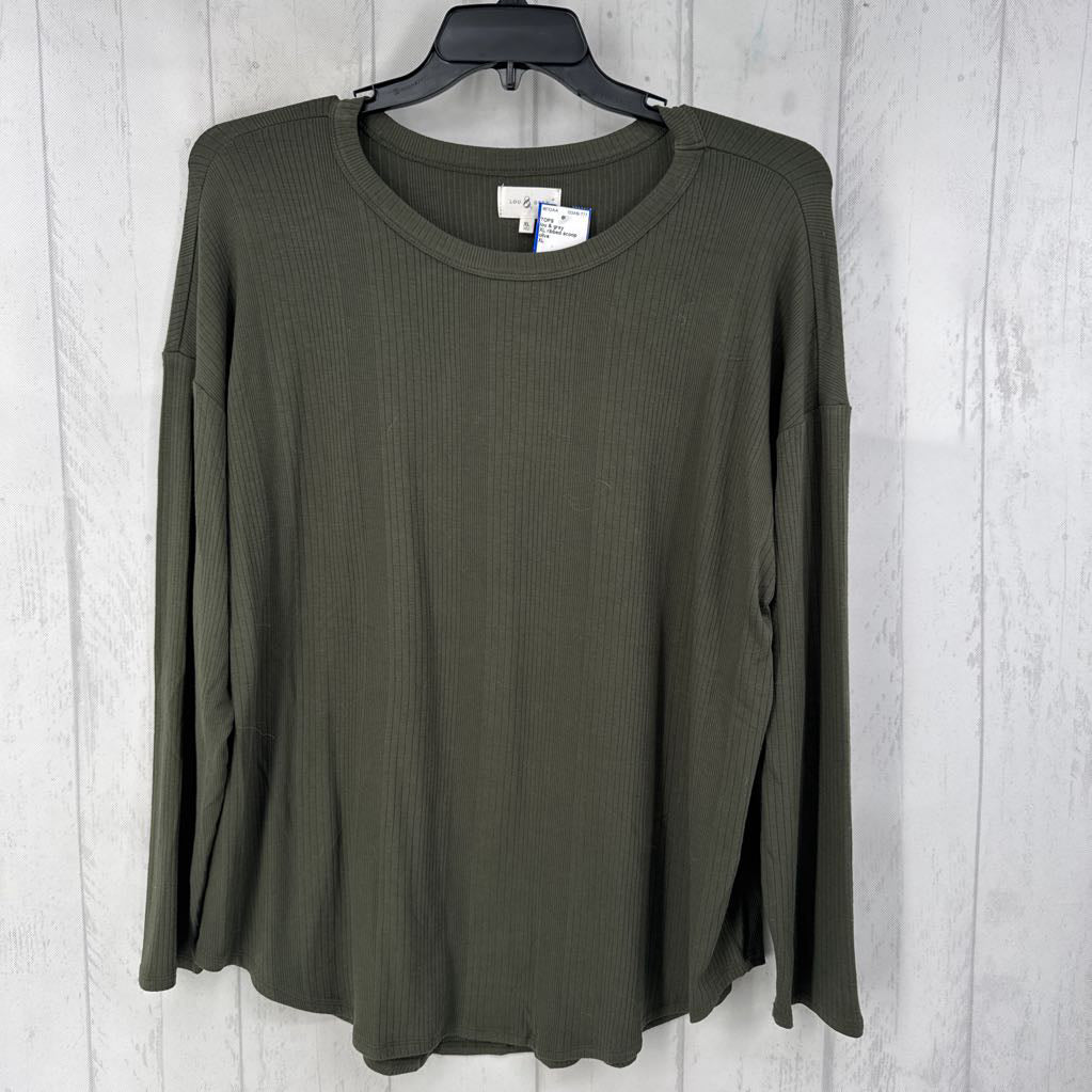 XL ribbed scoop neck l/s top