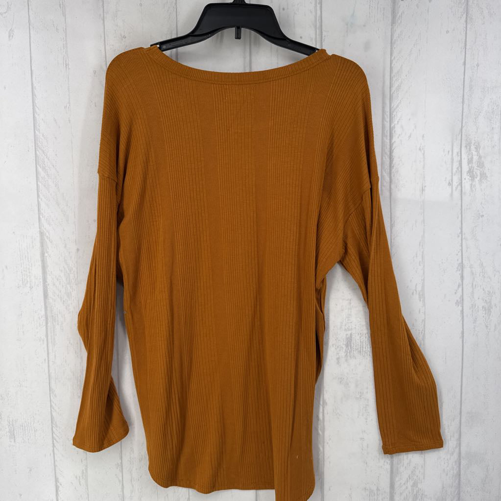 XL ribbed scoop neck l/s top