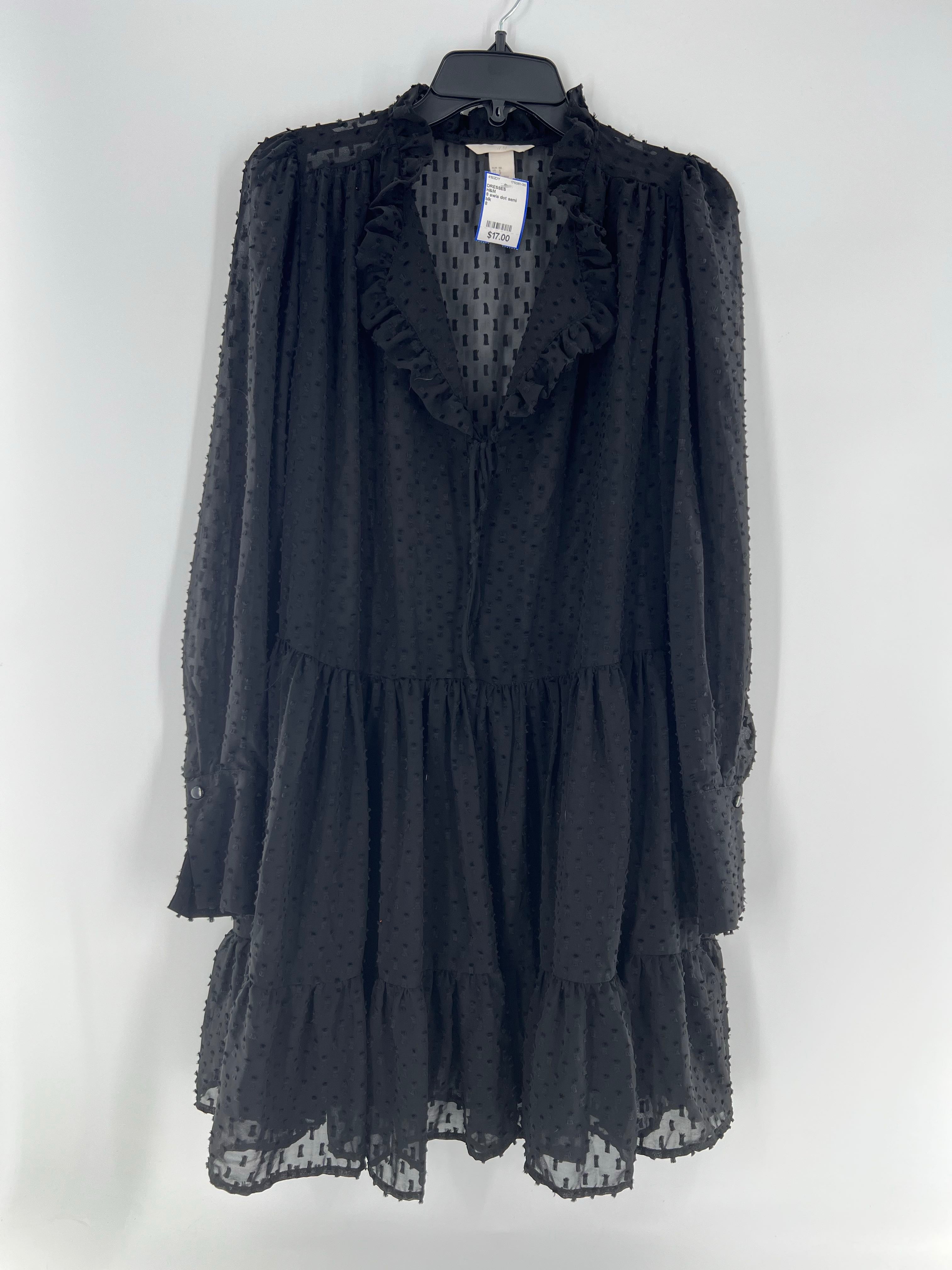 8 swis dot semi sheer l/s dress