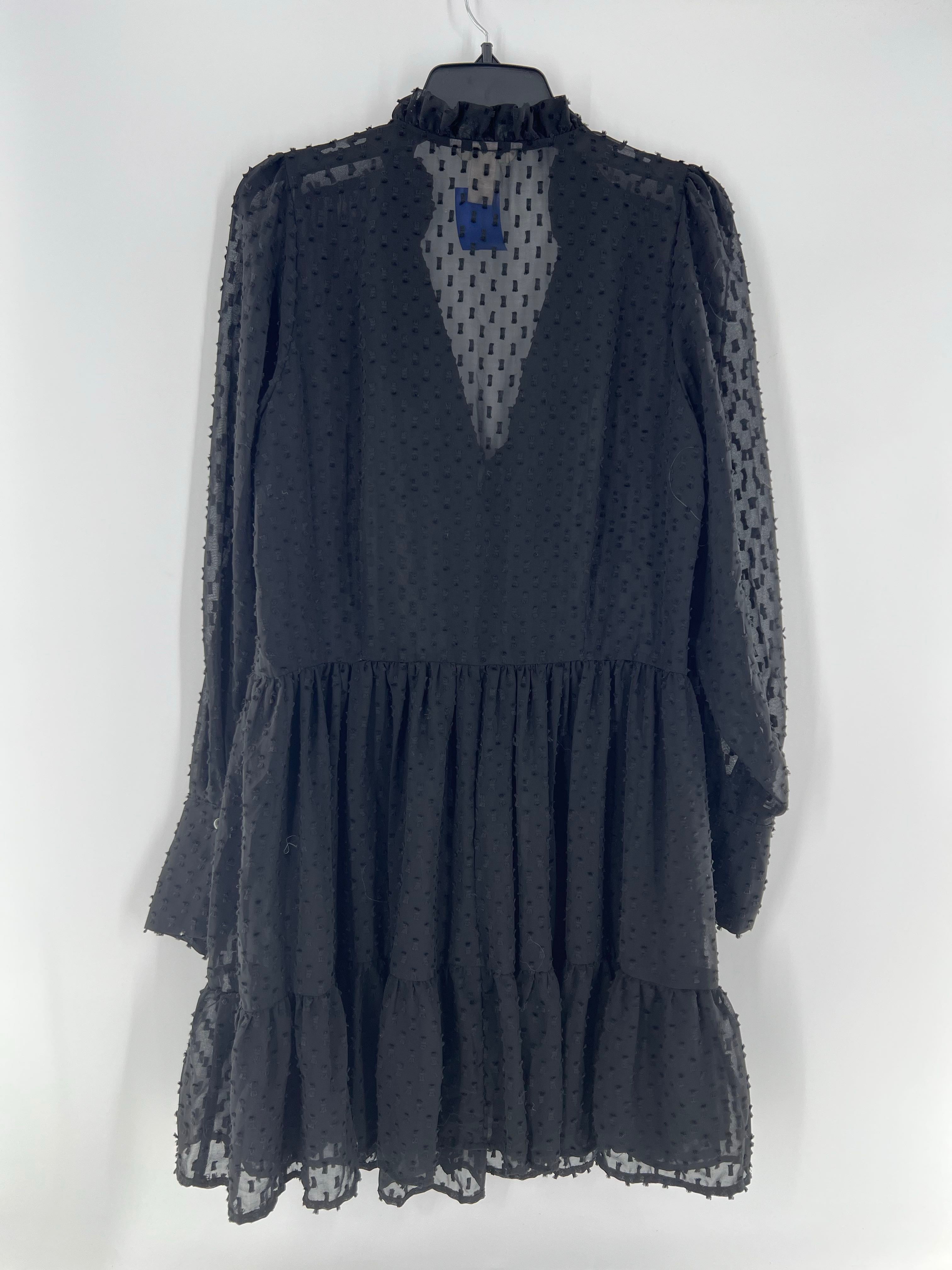 8 swis dot semi sheer l/s dress