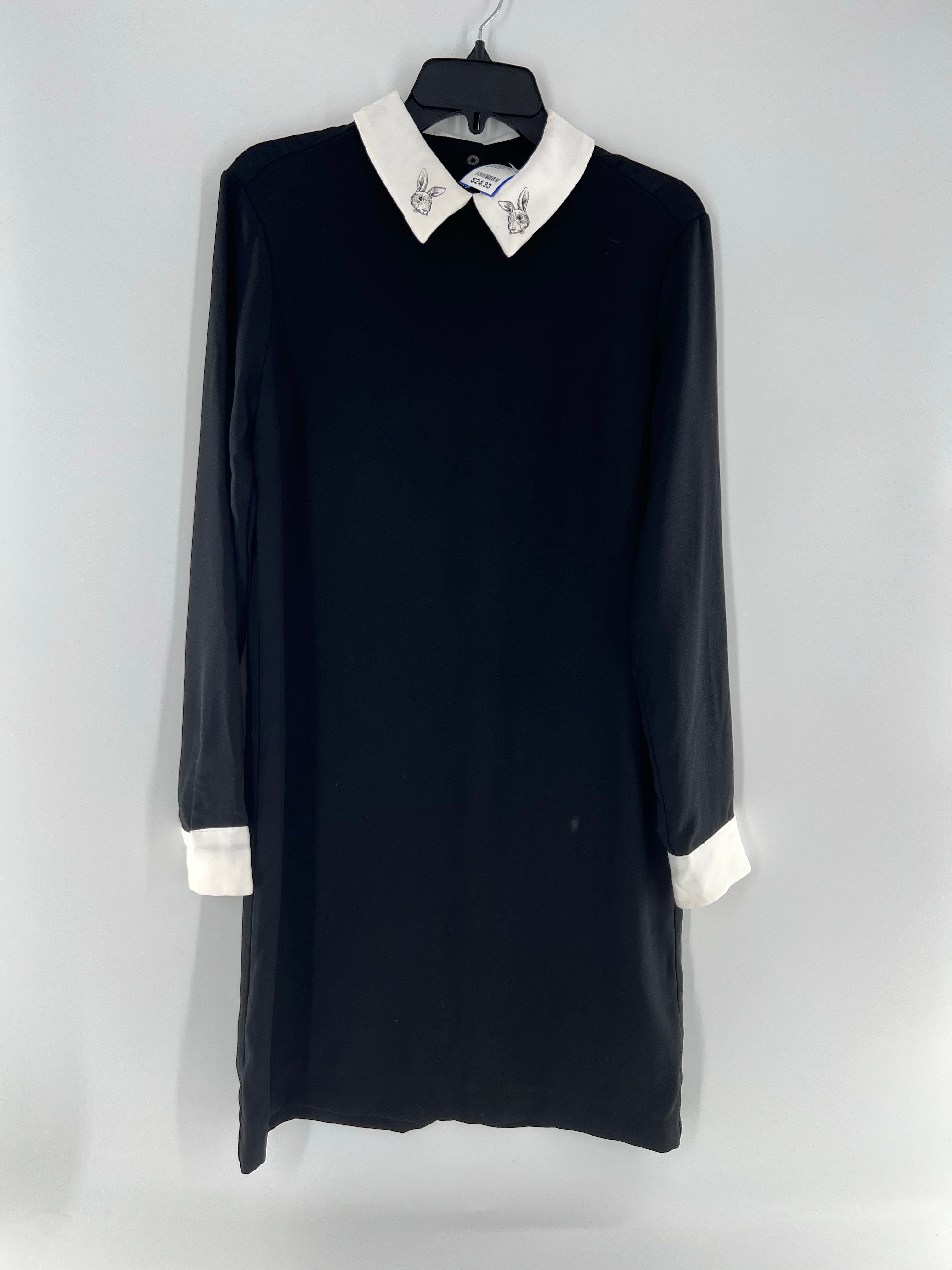 M bunny collar l/s shiftdress