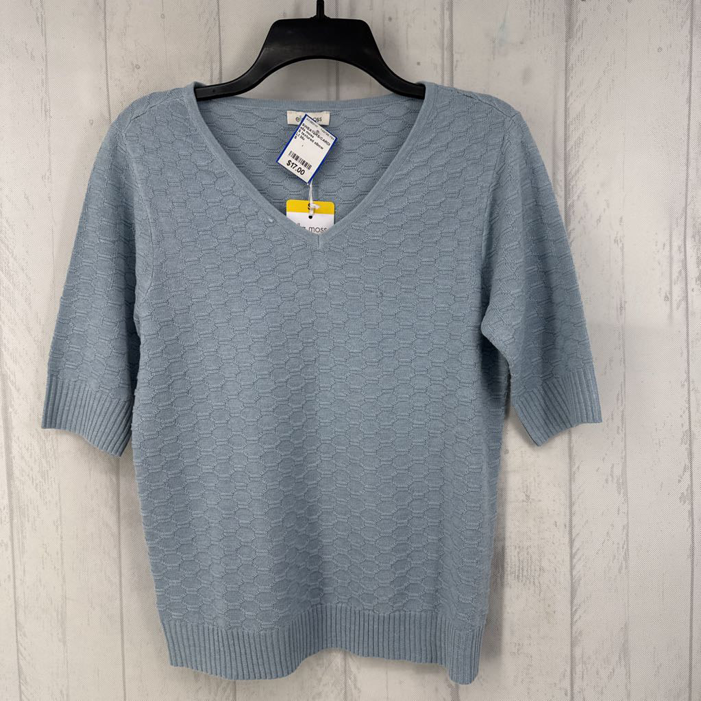 S textured elbow slv v-neck sweater