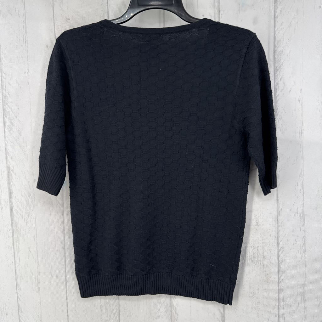S textured elbow slv v-neck sweater