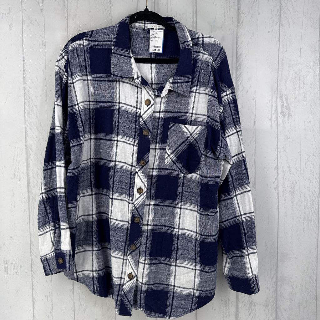 XXL plaid button down l/s top
