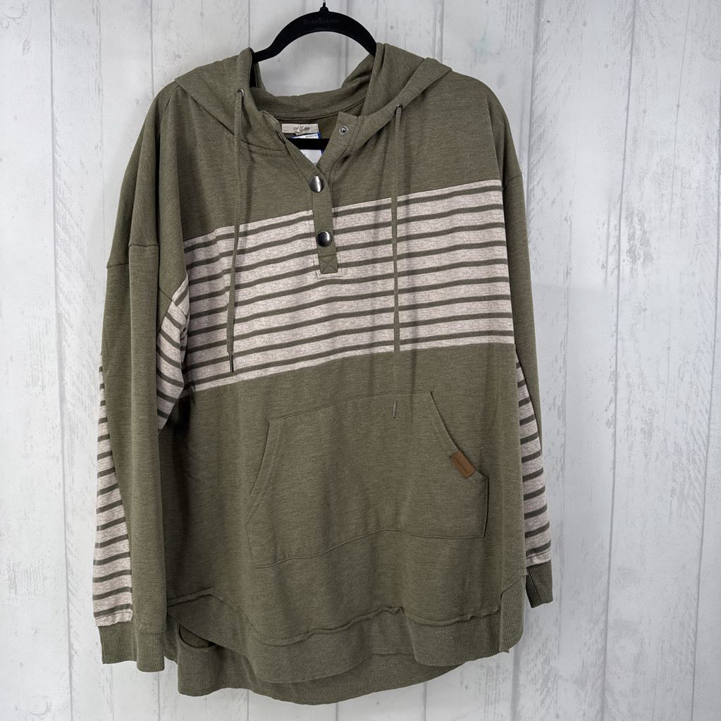XXL striped quarter button down pullover