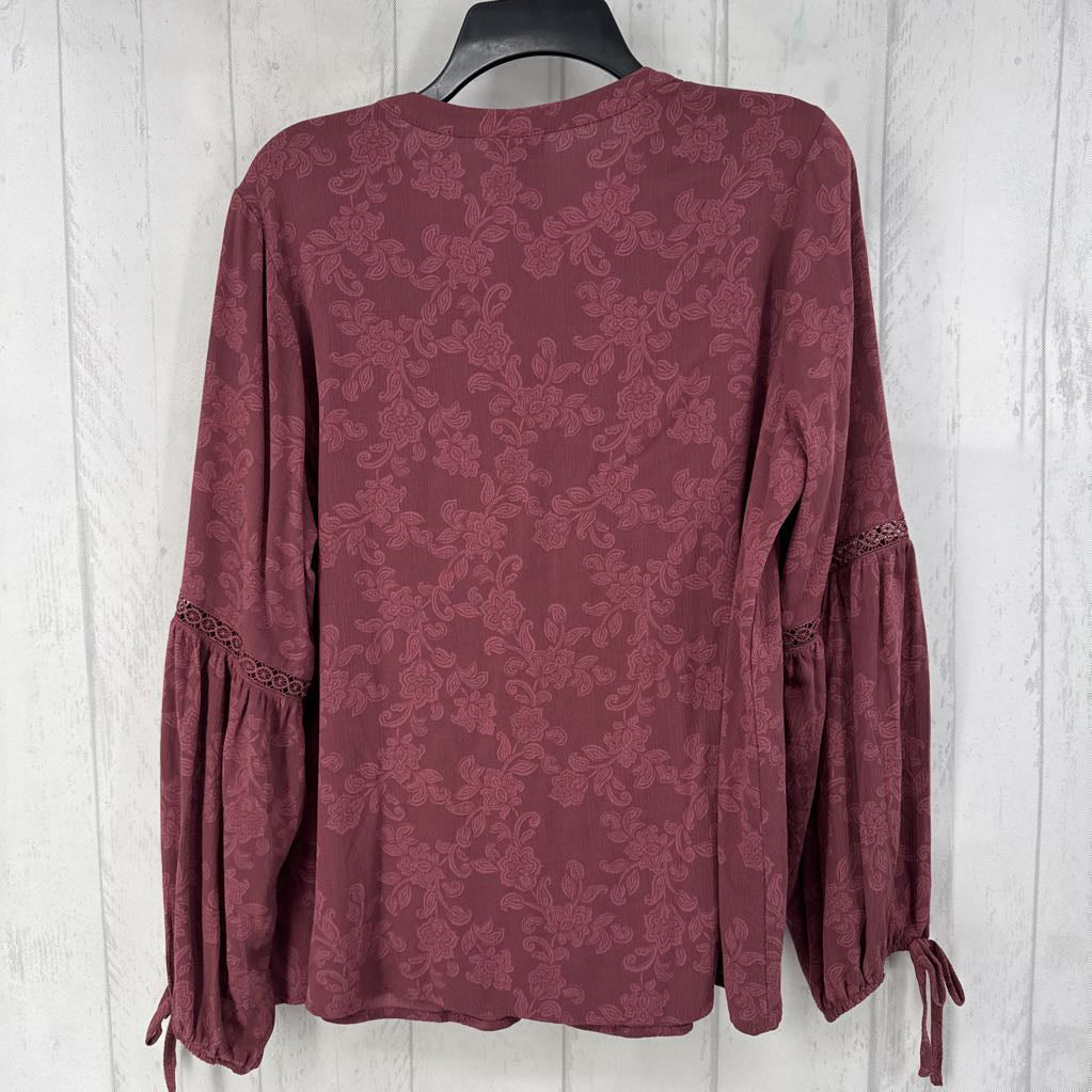 00 flo print tie front l/s top