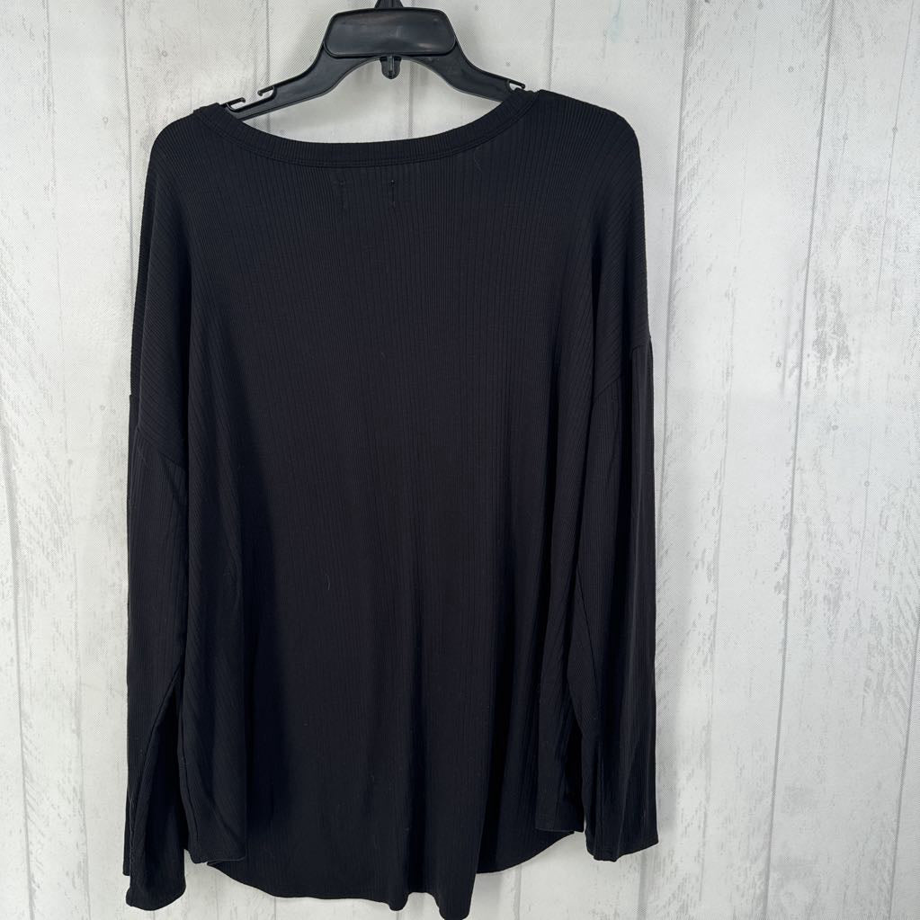 XL ribbed scoop neck l/s top