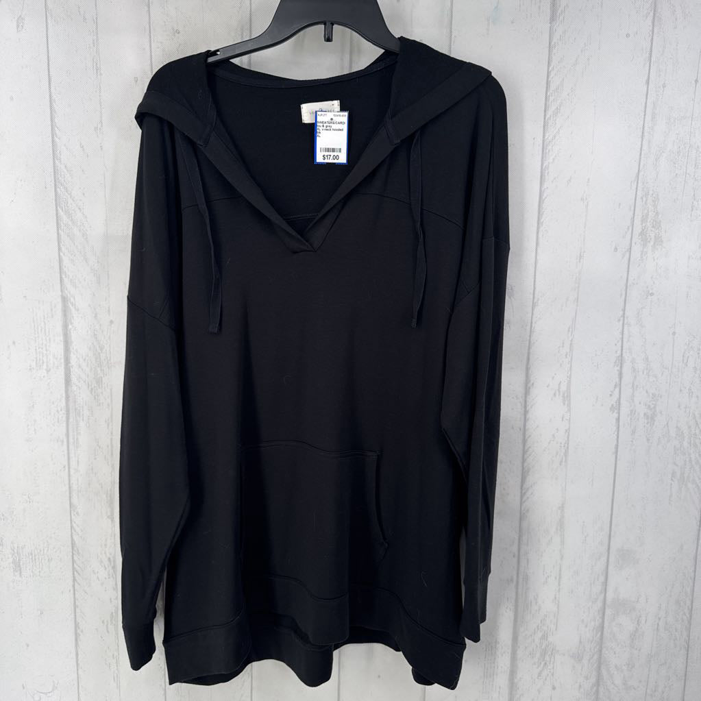 XL v-neck hooded l/s pullover