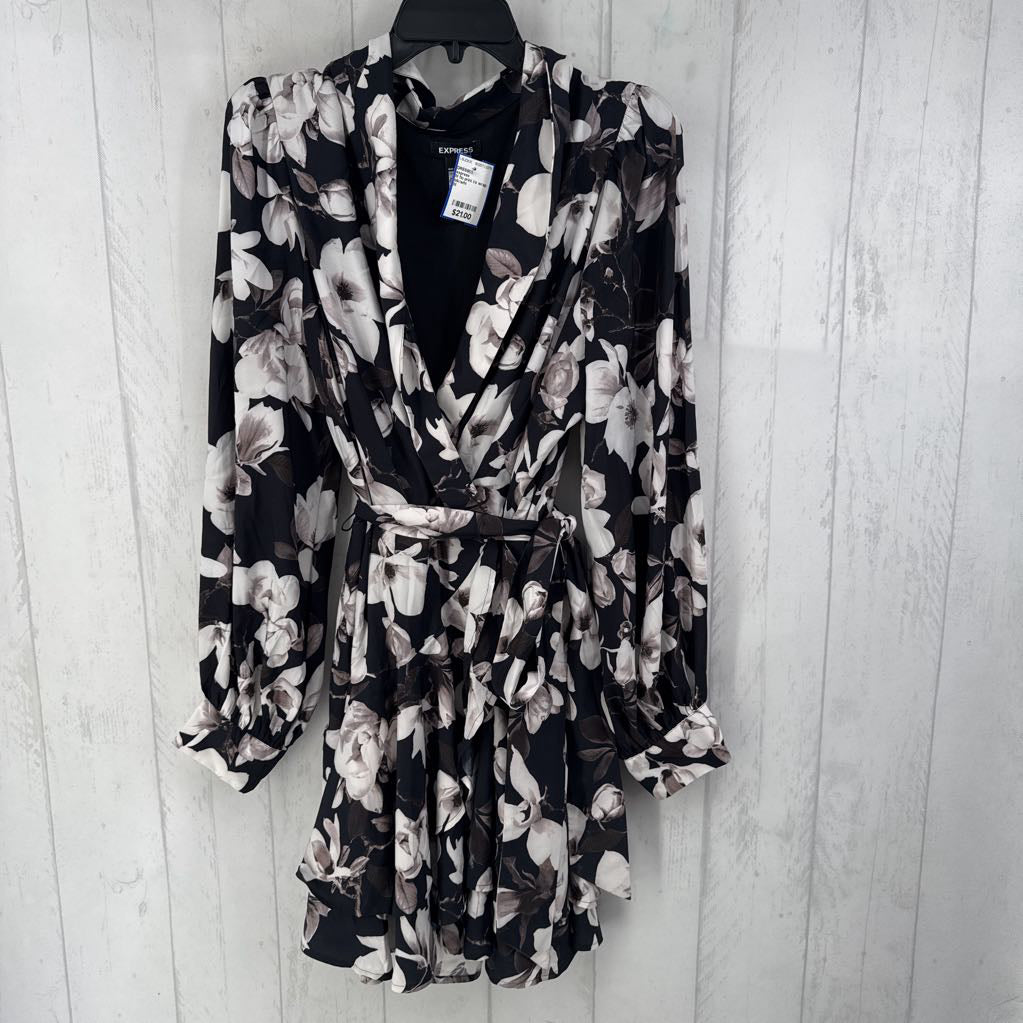 M flo print l/s wrap dres
