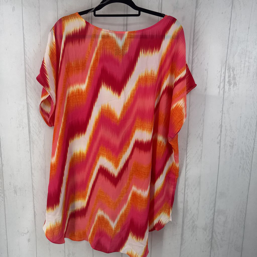 22/24w printed v-neck s/s top