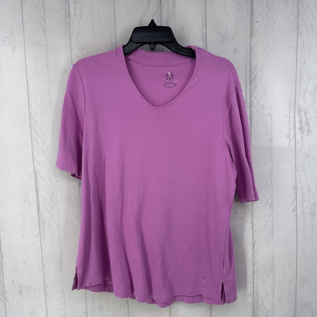 L v-neck elbow slv tee