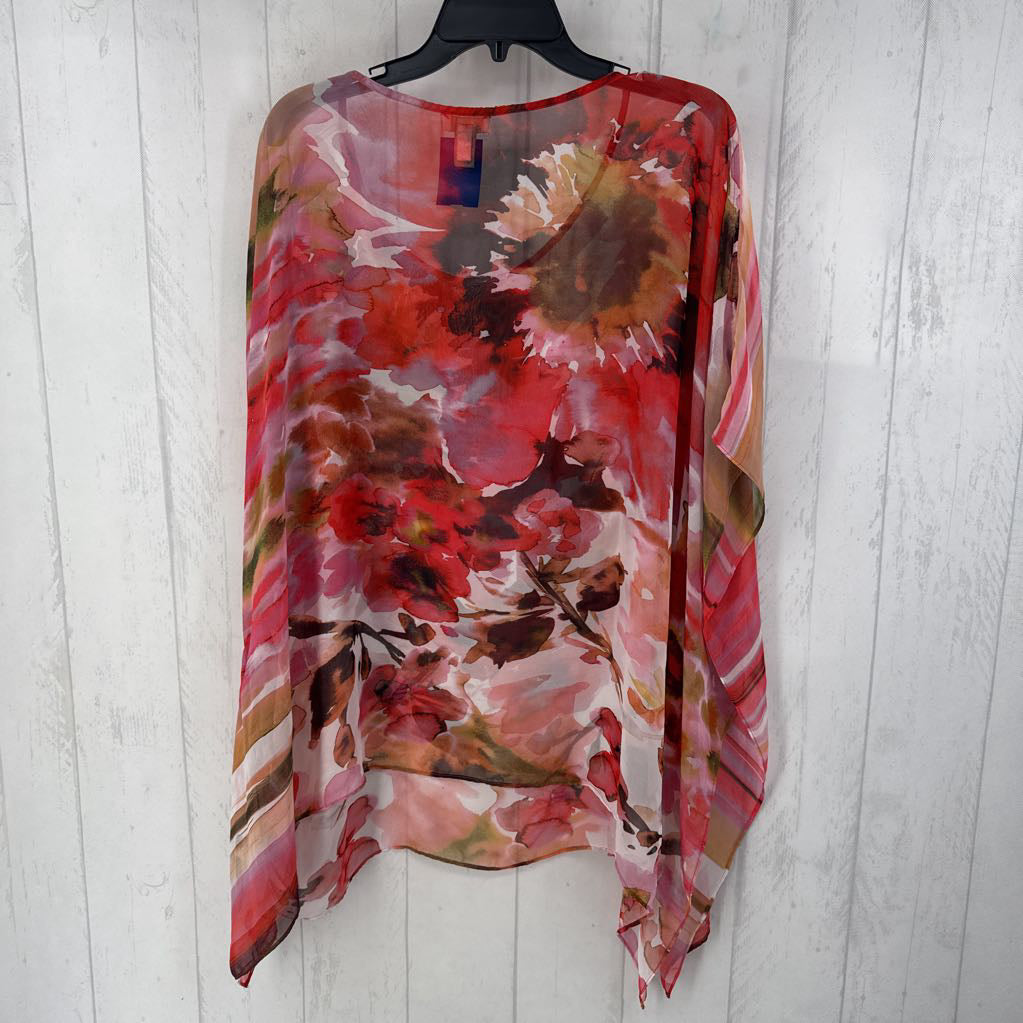 L/XL floral semi-sheer top