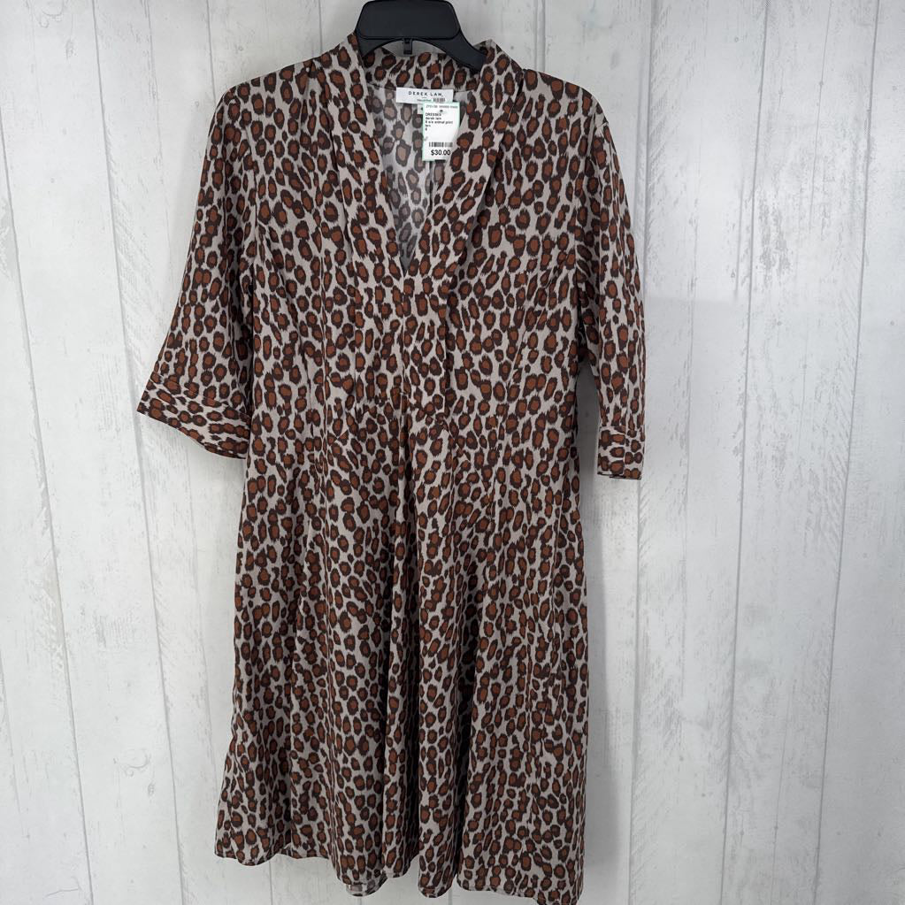 6 s/s animal print dress